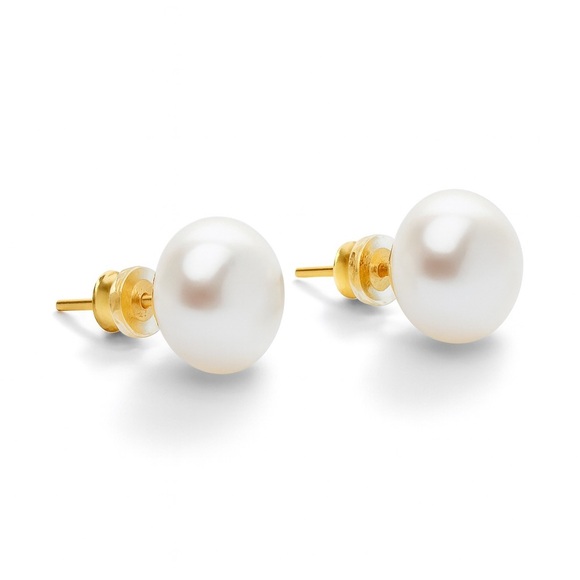 14K Gold Plated Earrings with Pearl - Picture 1 of 5